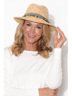 Christine Khaki Raffia Fedora